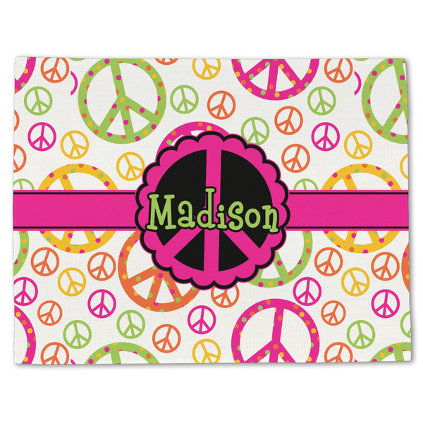 Custom Peace Sign Single-Sided Linen Placemat - Single w/ Name or Text