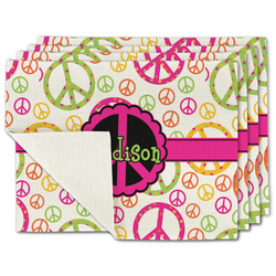 Peace Sign Single-Sided Linen Placemat - Set of 4 w/ Name or Text