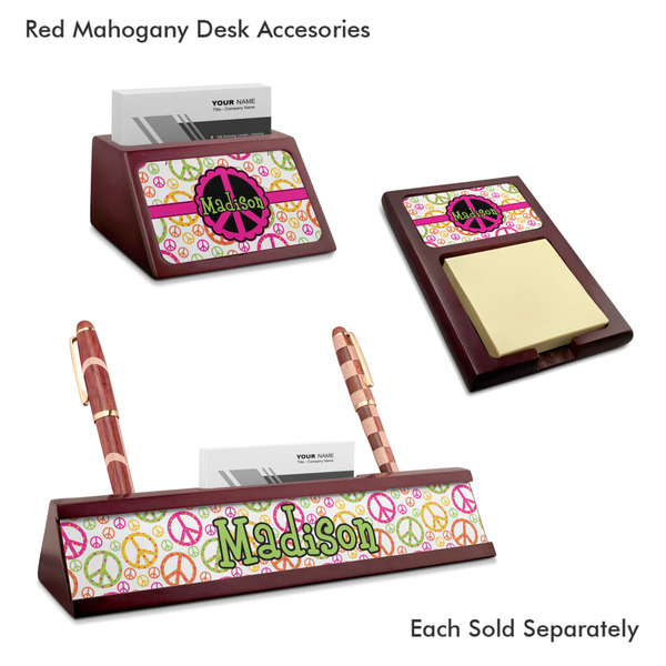 Peace Sign Mahogany Desk Accessories