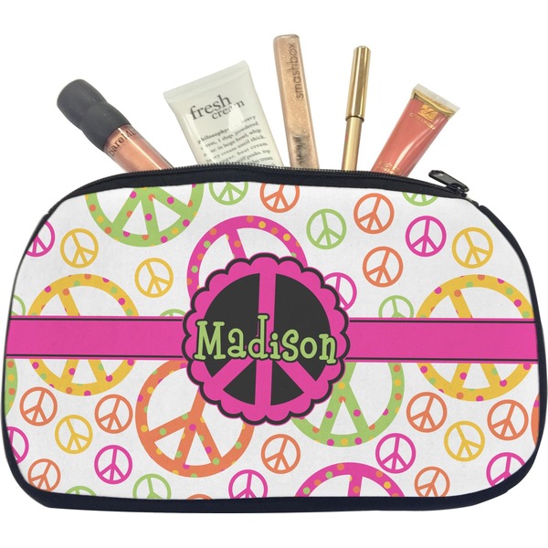 Custom Peace Sign Makeup / Cosmetic Bag - Medium (Personalized)