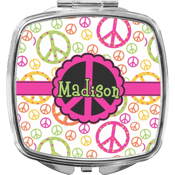 Custom Peace Sign Compact Makeup Mirror (Personalized)