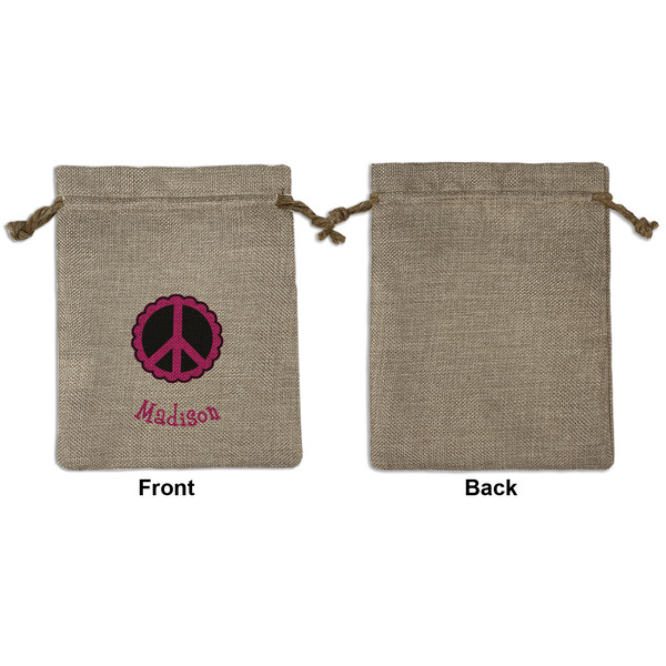 Peace Sign Medium Burlap Gift Bag - Front Approval