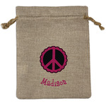 Peace Sign Medium Burlap Gift Bag - Front