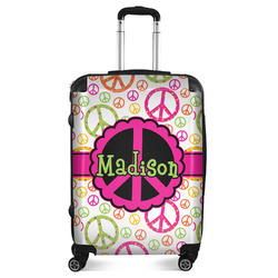 Peace Sign Suitcase - 24" Medium - Checked (Personalized)