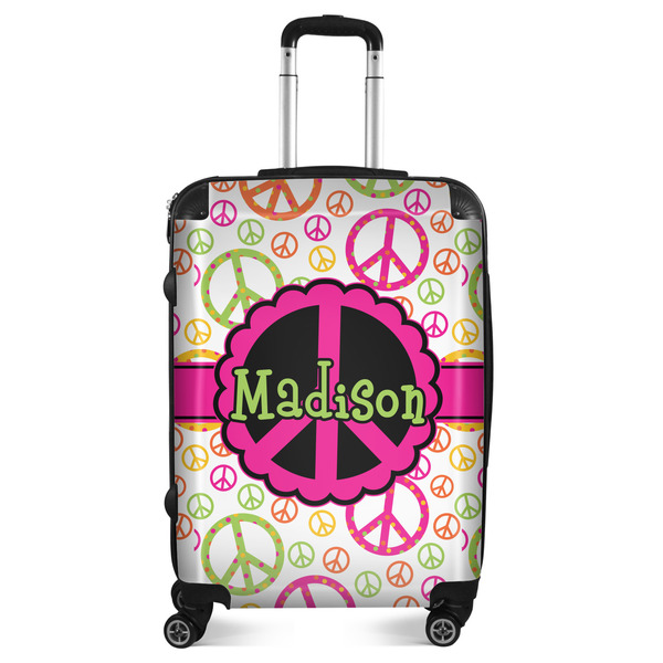 Custom Peace Sign Suitcase - 24" Medium - Checked (Personalized)