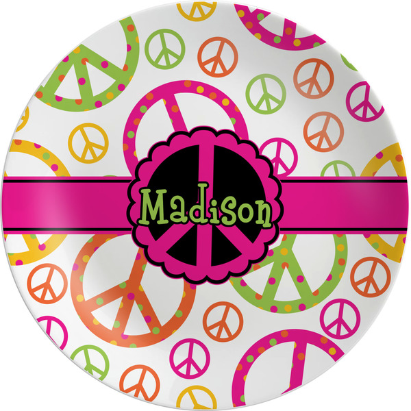 Custom Peace Sign Melamine Salad Plate - 8" (Personalized)