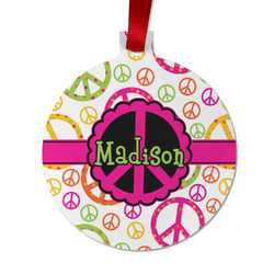 Peace Sign Metal Ball Ornament - Double Sided w/ Name or Text