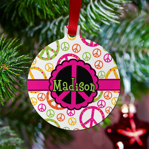 Peace Sign Metal Ball Ornament - Lifestyle
