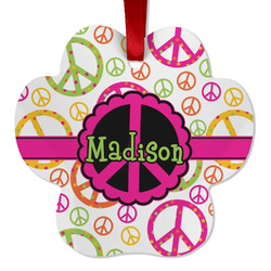 Peace Sign Metal Paw Ornament - Double Sided w/ Name or Text