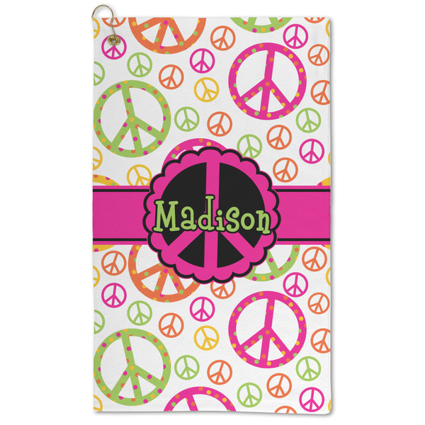 Custom Peace Sign Microfiber Golf Towel - Large (Personalized)