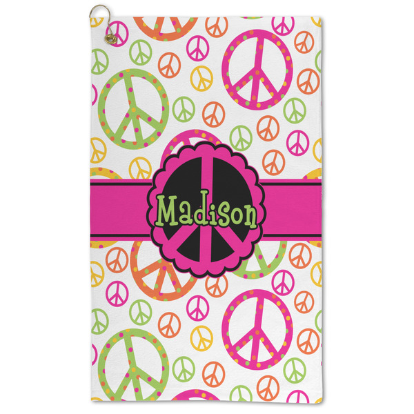 Custom Peace Sign Microfiber Golf Towel (Personalized)