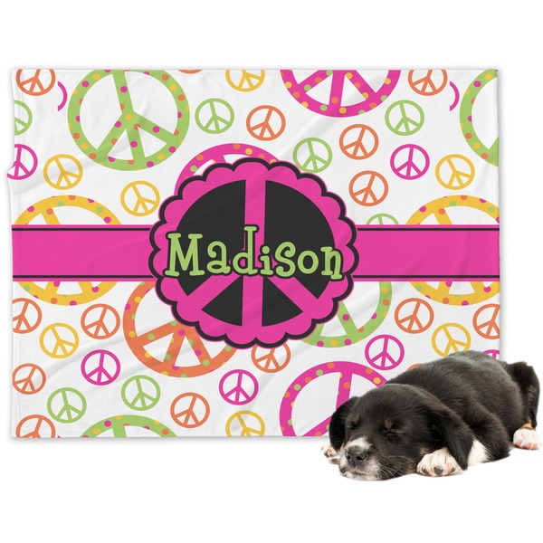 Custom Peace Sign Dog Blanket - Large (Personalized)