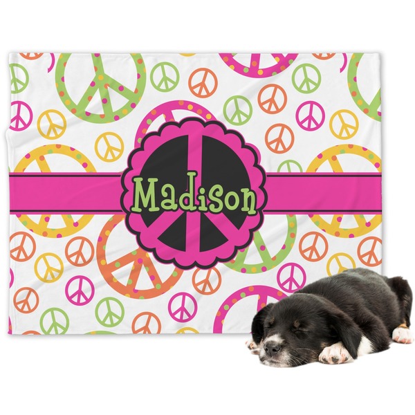 Custom Peace Sign Dog Blanket (Personalized)