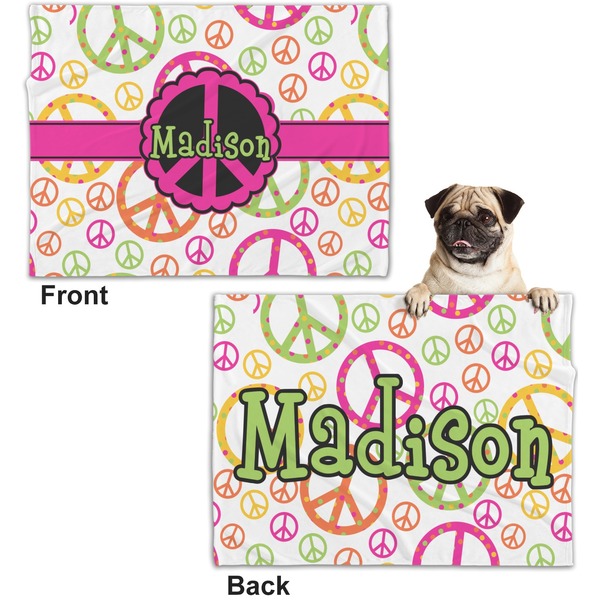 Peace Sign Microfleece Dog Blanket - Regular - Front & Back