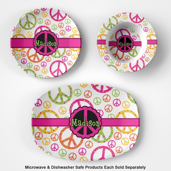 Peace Sign Microwave & Dishwasher Safe CP Plastic Dishware - Group