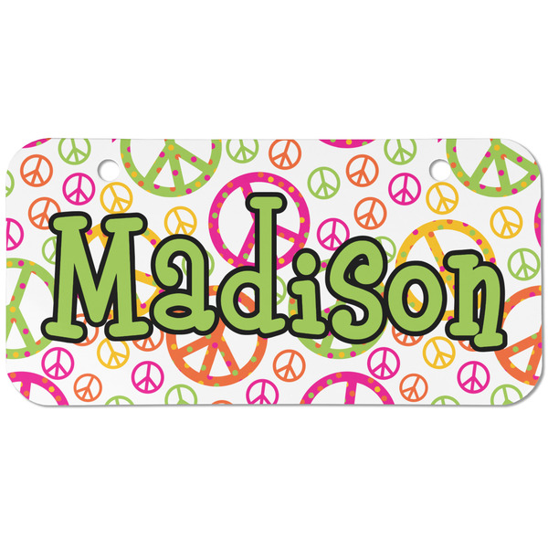 Custom Peace Sign Mini/Bicycle License Plate (2 Holes) (Personalized)