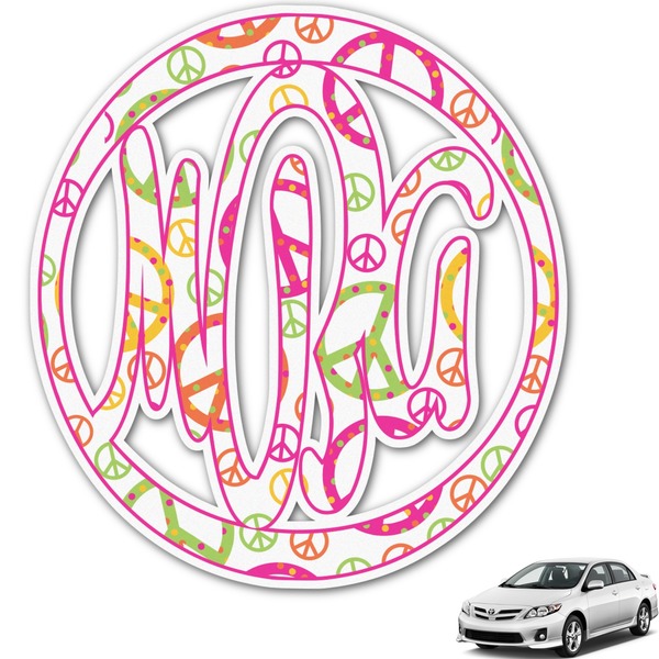 Custom Peace Sign Monogram Car Decal (Personalized)
