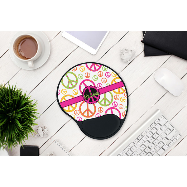 Peace Sign Mouse Pad with Wrist Rest - LIFESYTLE 1