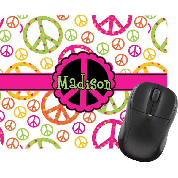 Custom Peace Sign Rectangular Mouse Pad (Personalized)