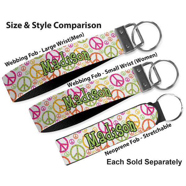 Peace Sign Multiple Key Ring comparison sizes