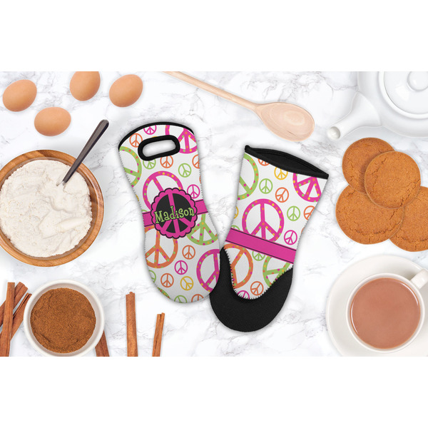 Peace Sign Neoprene Oven Mitt - Lifestyle Image