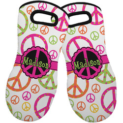 Peace Sign Neoprene Oven Mitts - Set of 2 w/ Name or Text
