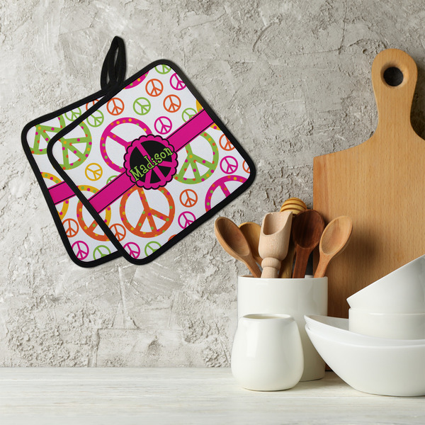 Peace Sign Neoprene Pot Holder - Set of 2  LIFESTYLE