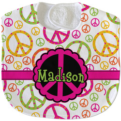 Peace Sign Velour Baby Bib w/ Name or Text