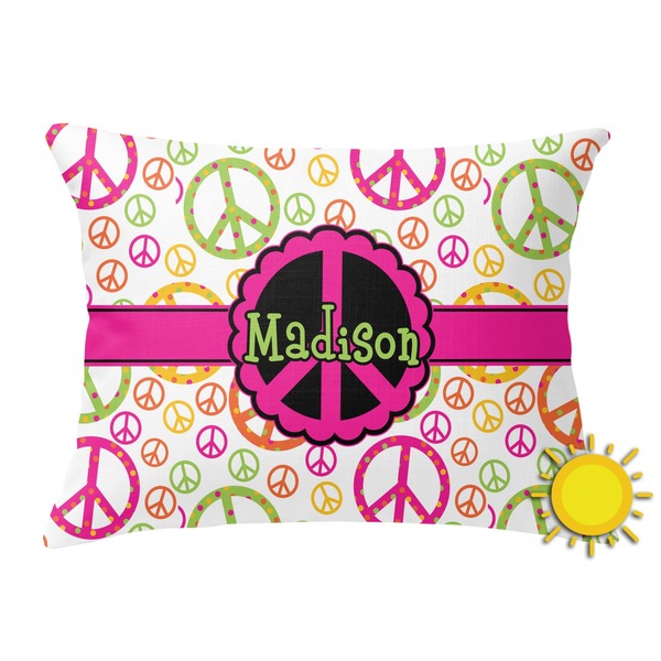 Custom Peace Sign Outdoor Throw Pillow (Rectangular) (Personalized)