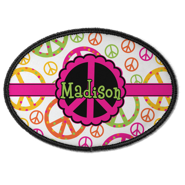 Custom Peace Sign Iron On Oval Patch w/ Name or Text