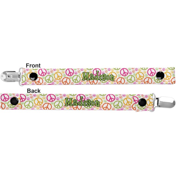 Peace Sign Pacifier Clip - Front and Back