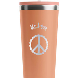 Peace Sign RTIC Everyday Tumbler with Straw - 28oz - Peach - Single-Sided (Personalized)