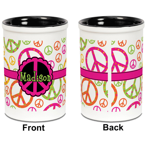 Peace Sign Pencil Holder - Black - approval