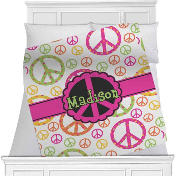 Custom Peace Sign Minky Blanket - Toddler / Throw - 60"x50" - Double Sided (Personalized)