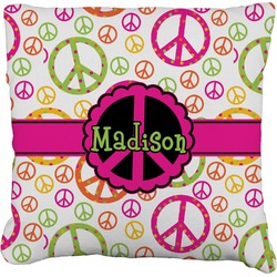 Peace Sign Faux-Linen Throw Pillow (Personalized)