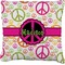 Peace Sign Faux-Linen Throw Pillow (Personalized)