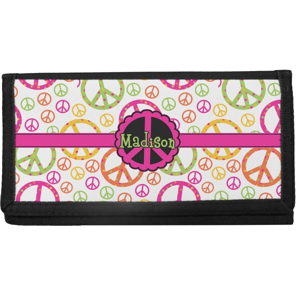 Custom Peace Sign Canvas Checkbook Cover (Personalized)
