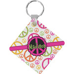 Peace Sign Diamond Plastic Keychain w/ Name or Text