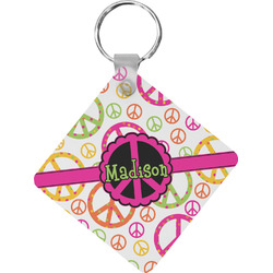 Peace Sign Diamond Plastic Keychain w/ Name or Text