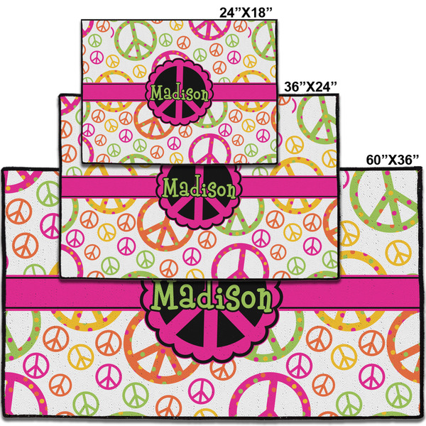 Peace Sign Personalized Door Mat - Group Parent IMF