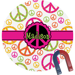 Peace Sign Round Fridge Magnet (Personalized)