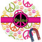 Peace Sign Personalized Round Fridge Magnet