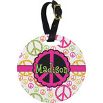 Peace Sign Plastic Luggage Tag - Round (Personalized)