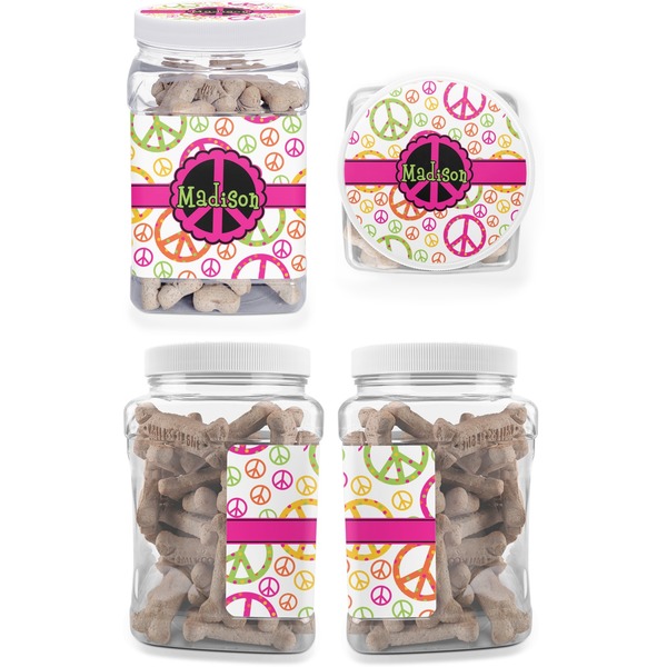 Peace Sign Pet Treat Jar - Multiple Angles