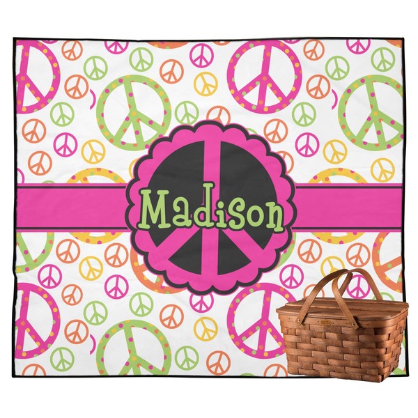 Custom Peace Sign Outdoor Picnic Blanket (Personalized)