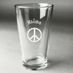 Peace Sign Pint Glass - Engraved (Single) (Personalized)