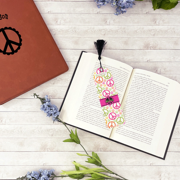 Peace Sign Plastic Bookmarks - In Context