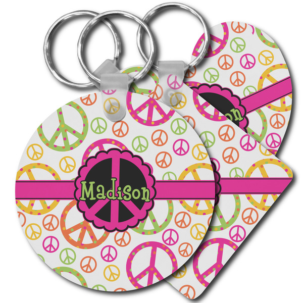 Custom Peace Sign Plastic Keychain (Personalized)