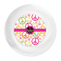 Peace Sign Plastic Party Dinner Plates - 10" (Personalized)