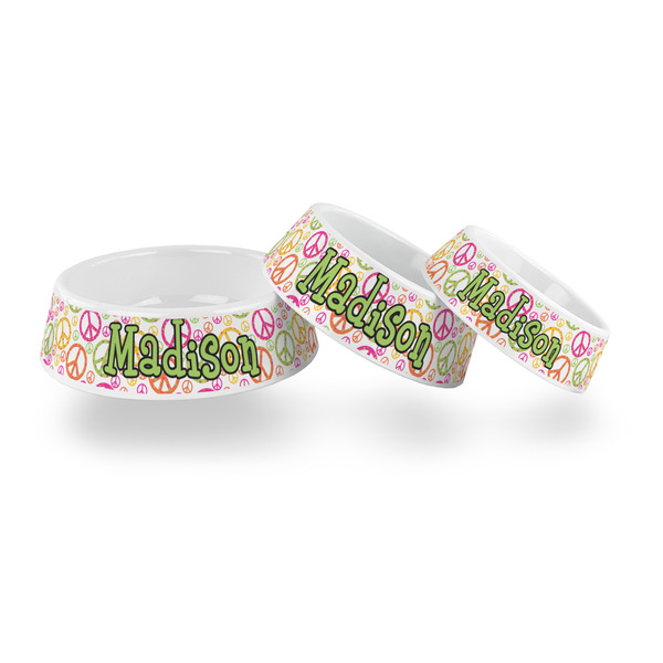 Peace Sign Plastic Pet Bowls - PARENT MAIN